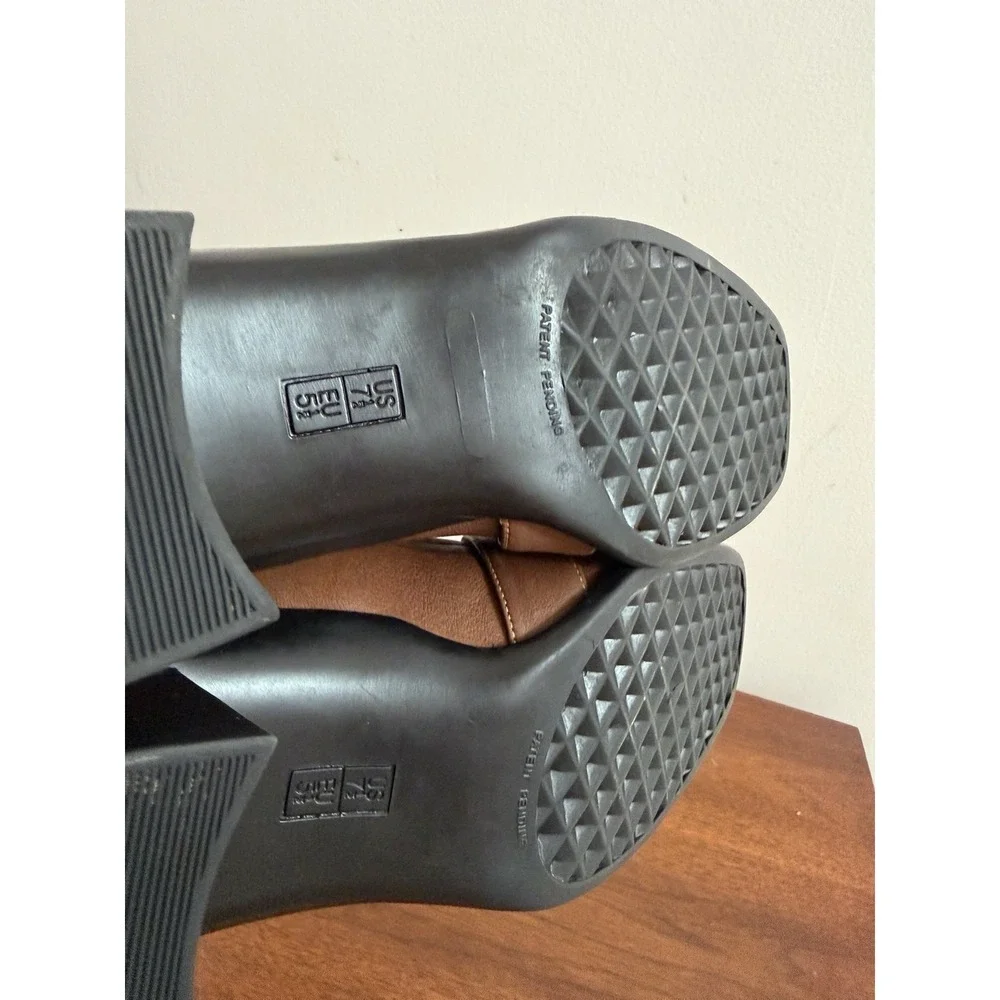 Aerosoles Women's Brown Leather Heeled Loafers Square Toe Comfort Pumps 7.5M